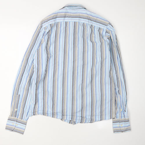 Nicholas Deakins Blue Striped Button-Up Medium