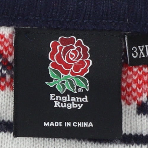 England Rugby Men's Blue 3XL Christmas Jumper