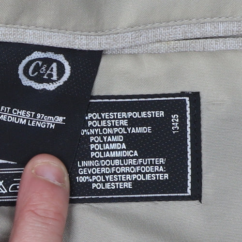 C&A Men's Beige Suit Jacket, Size 38R, Regular Fit