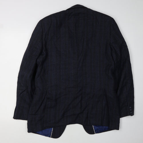 Fellini Men's Blue Plaid Blazer 40 Long