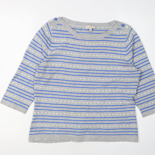 CC Petite Women's Grey Striped Pullover Jumper M