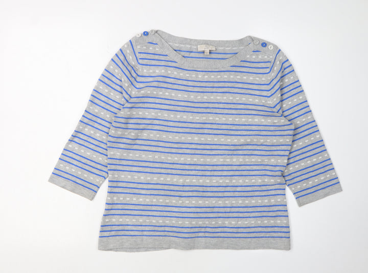 CC Petite Women's Grey Striped Pullover Jumper M