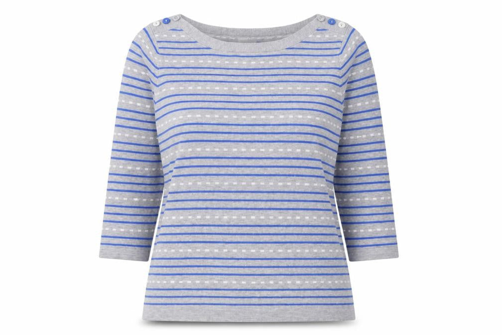 Front view of Country Casuals Petite Women's Grey Striped jumper M