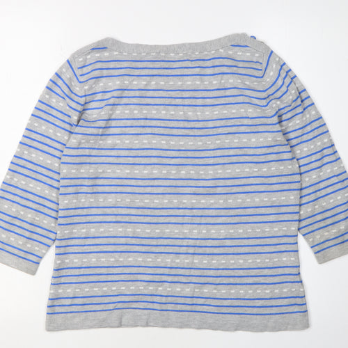 CC Petite Women's Grey Striped Pullover Jumper M