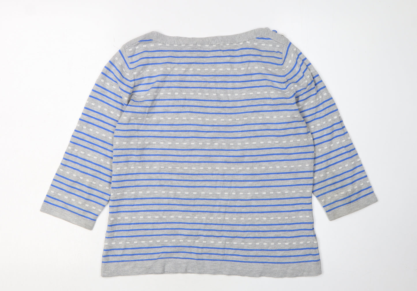 CC Petite Women's Grey Striped Pullover Jumper M