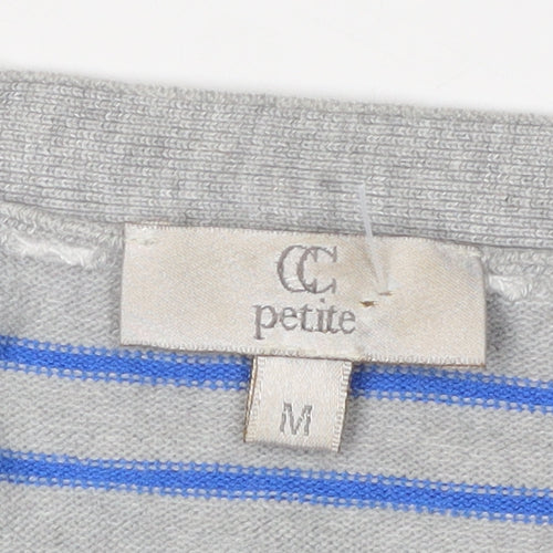 CC Petite Women's Grey Striped Pullover Jumper M