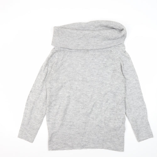 Jacqueline de Yong Women's Grey Cowl Neck Pullover Jumper Small