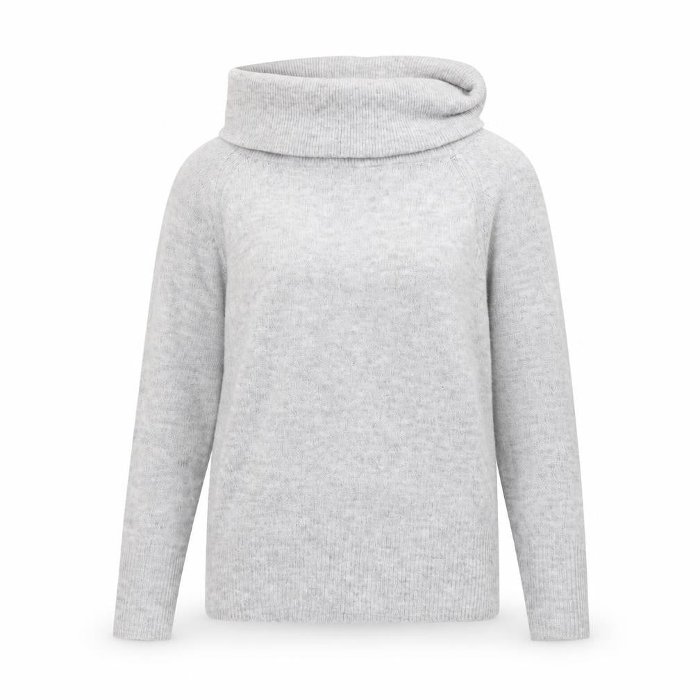 Front view of Jacqueline de Yong Women's Grey Cowl Neck jumper Small