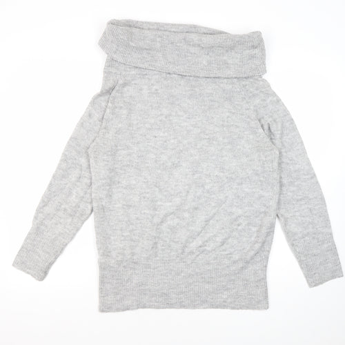 Jacqueline de Yong Women's Grey Cowl Neck Pullover Jumper Small