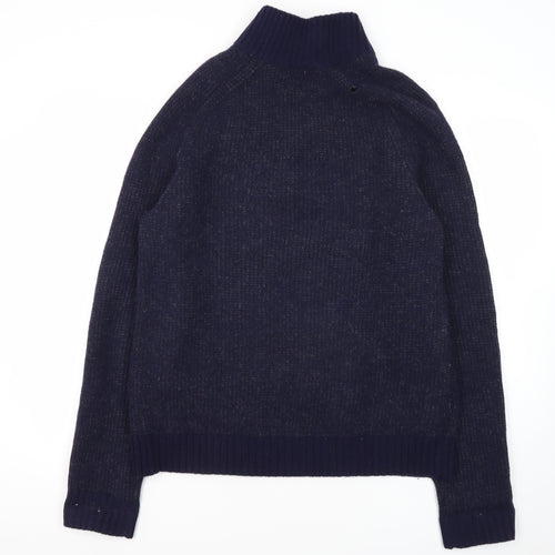 Gap Men's Blue Henley Jumper - L, 100% Wool