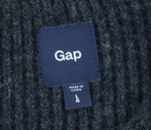 Gap Men's Blue Henley Jumper - L, 100% Wool