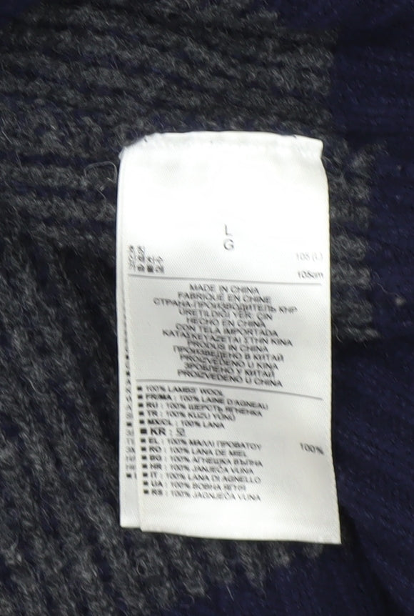 Gap Men's Blue Henley Jumper - L, 100% Wool