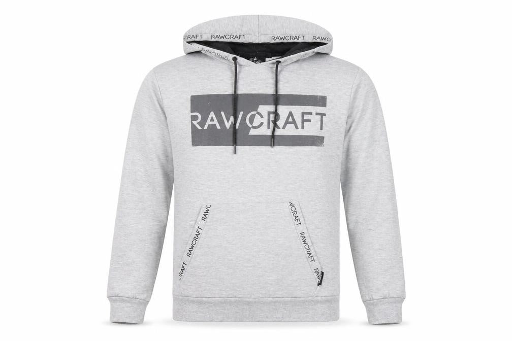 Front view of RAWCRAFT Men's Grey Pullover Hoodie -, size L
