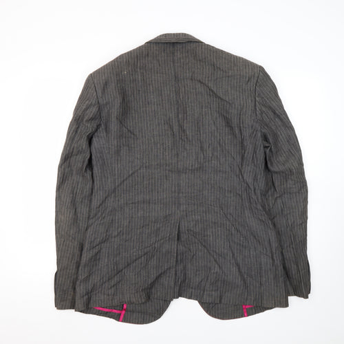Ted Baker Men's Grey Striped Linen Blazer, Size 3