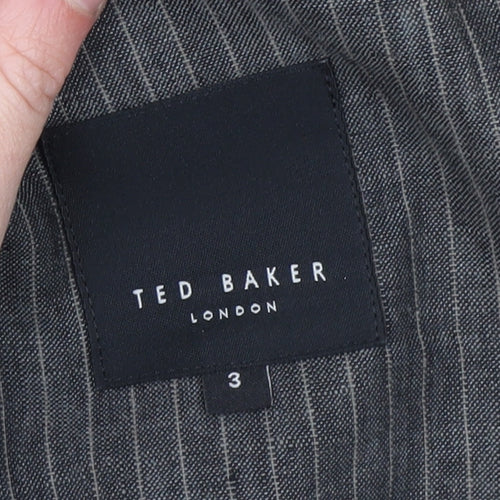 Ted Baker Men's Grey Striped Linen Blazer, Size 3