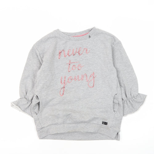 Replay Girls Grey Pullover Sweatshirt, Size 8Y, Graphic Print