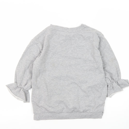 Replay Girls Grey Pullover Sweatshirt, Size 8Y, Graphic Print