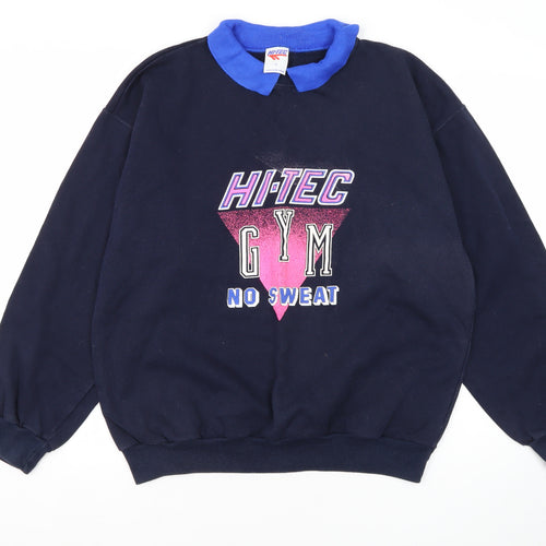Hi-Tec Blue Collared Sweatshirt Unisex Size 14