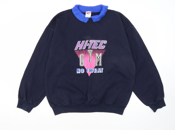 Hi-Tec Blue Collared Sweatshirt Unisex Size 14