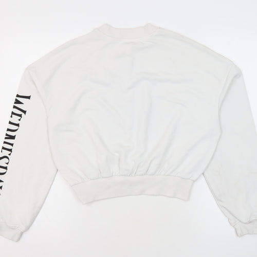 H&M Girls White Graphic Print Pullover Sweatshirt 12-13 Years