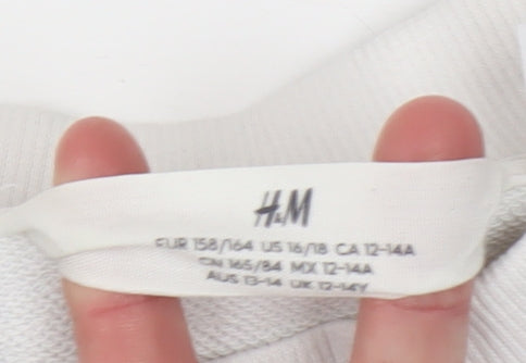 H&M Girls White Graphic Print Pullover Sweatshirt 12-13 Years