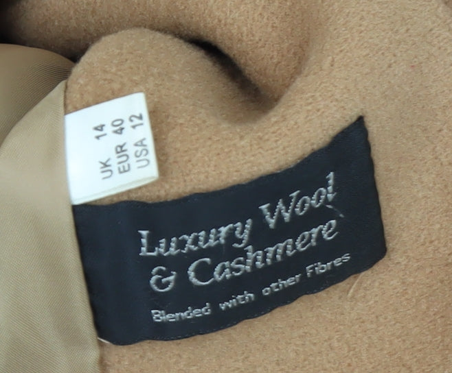 Kesta Women's Brown Overcoat 14 Lined Wool Cashmere