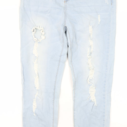 Reserved Women's Blue Boyfriend Jeans, Size 14, Distressed
