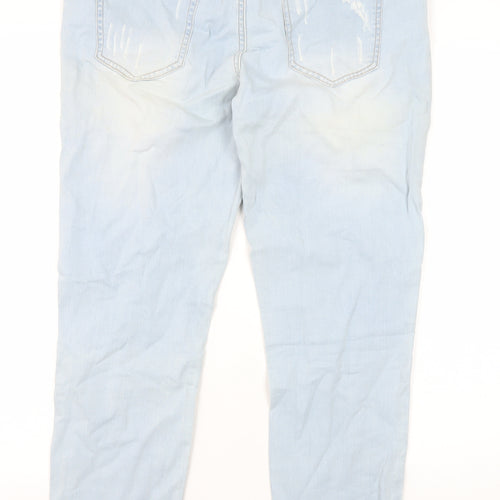 Reserved Women's Blue Boyfriend Jeans, Size 14, Distressed