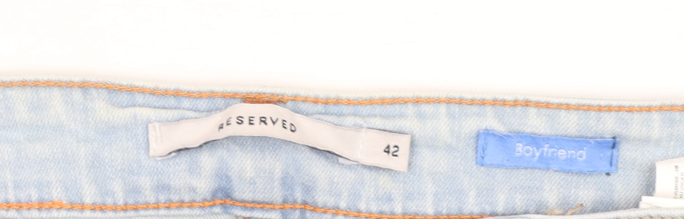 Reserved Women's Blue Boyfriend Jeans, Size 14, Distressed