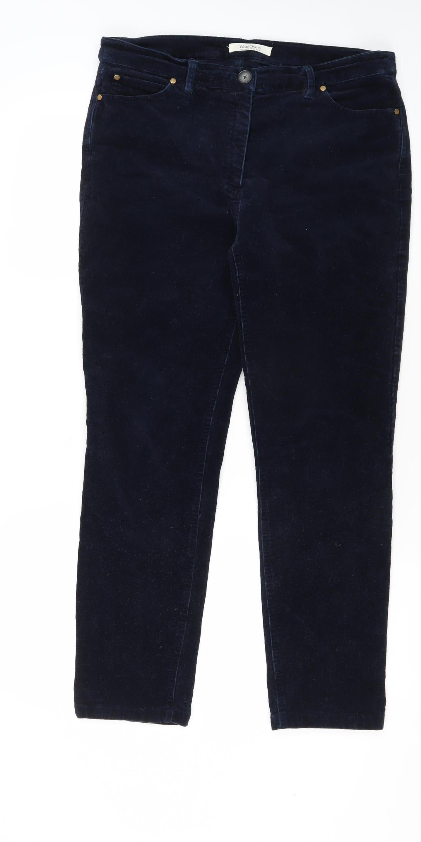 WoolOvers Women's Black Corduroy Cropped Trousers Size 12
