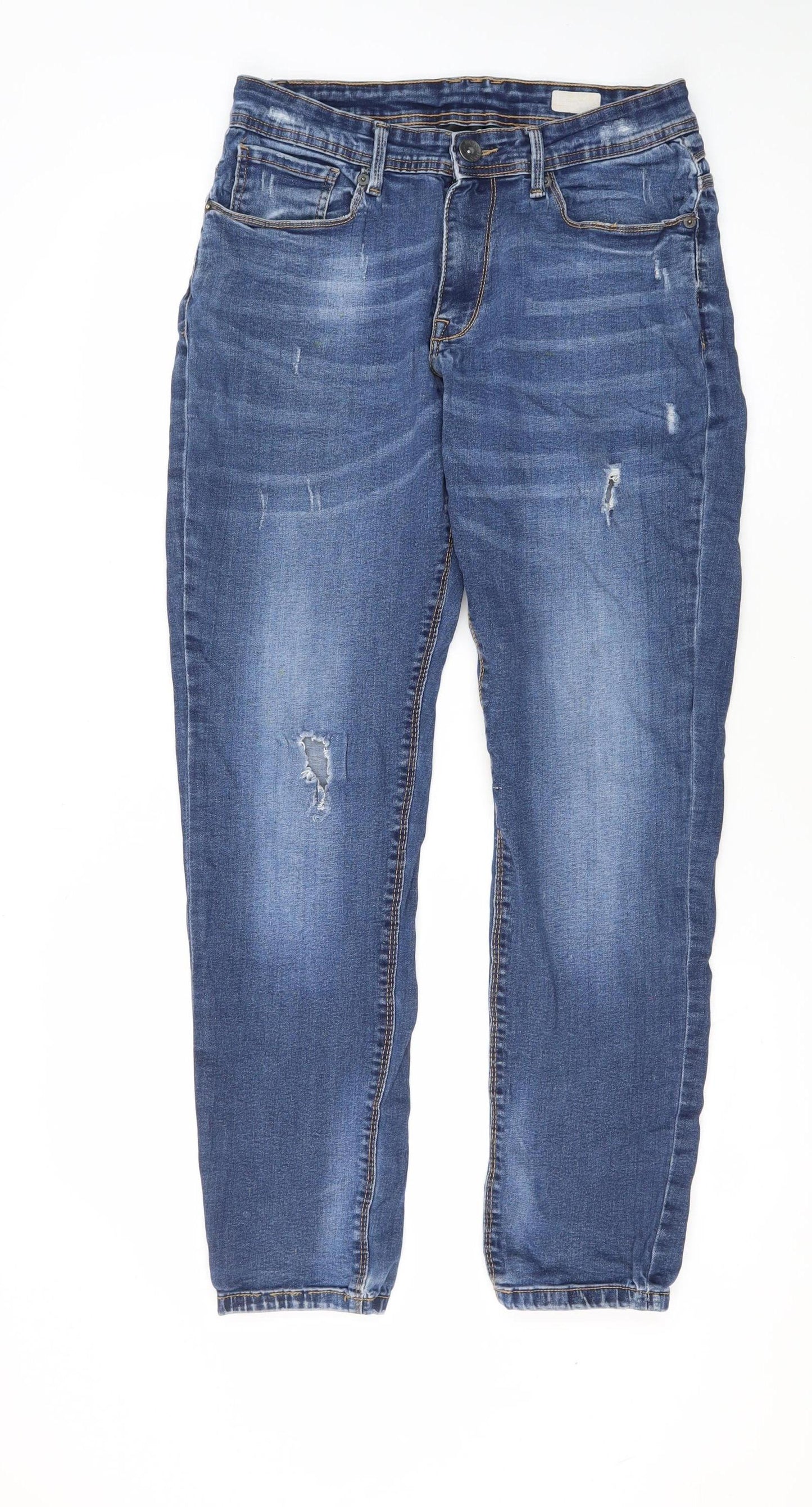 Voi Men's Blue Distressed Straight Jeans Size 32