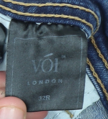 Voi Men's Blue Distressed Straight Jeans Size 32