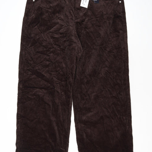 Marks and Spencer Women's Brown Corduroy Wide-Leg Trousers