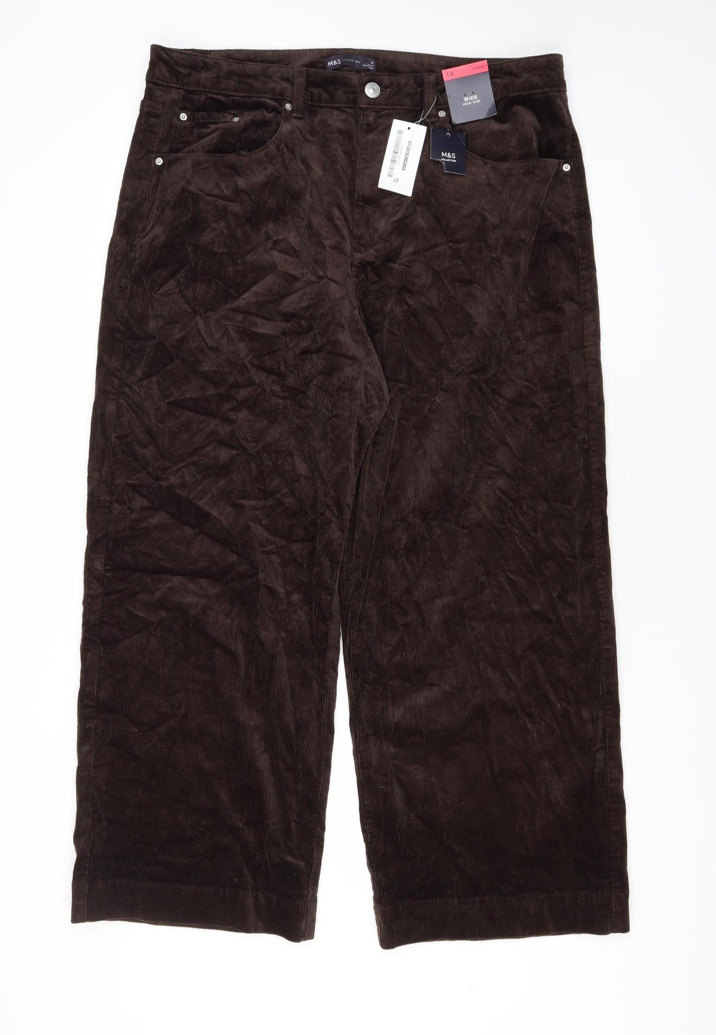 Marks and Spencer Women's Brown Corduroy Wide-Leg Trousers