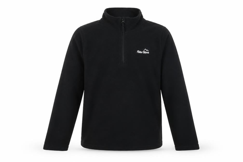 Front view of Peter Storm boys’ black 1/2 zip sweatshirt - 13 years