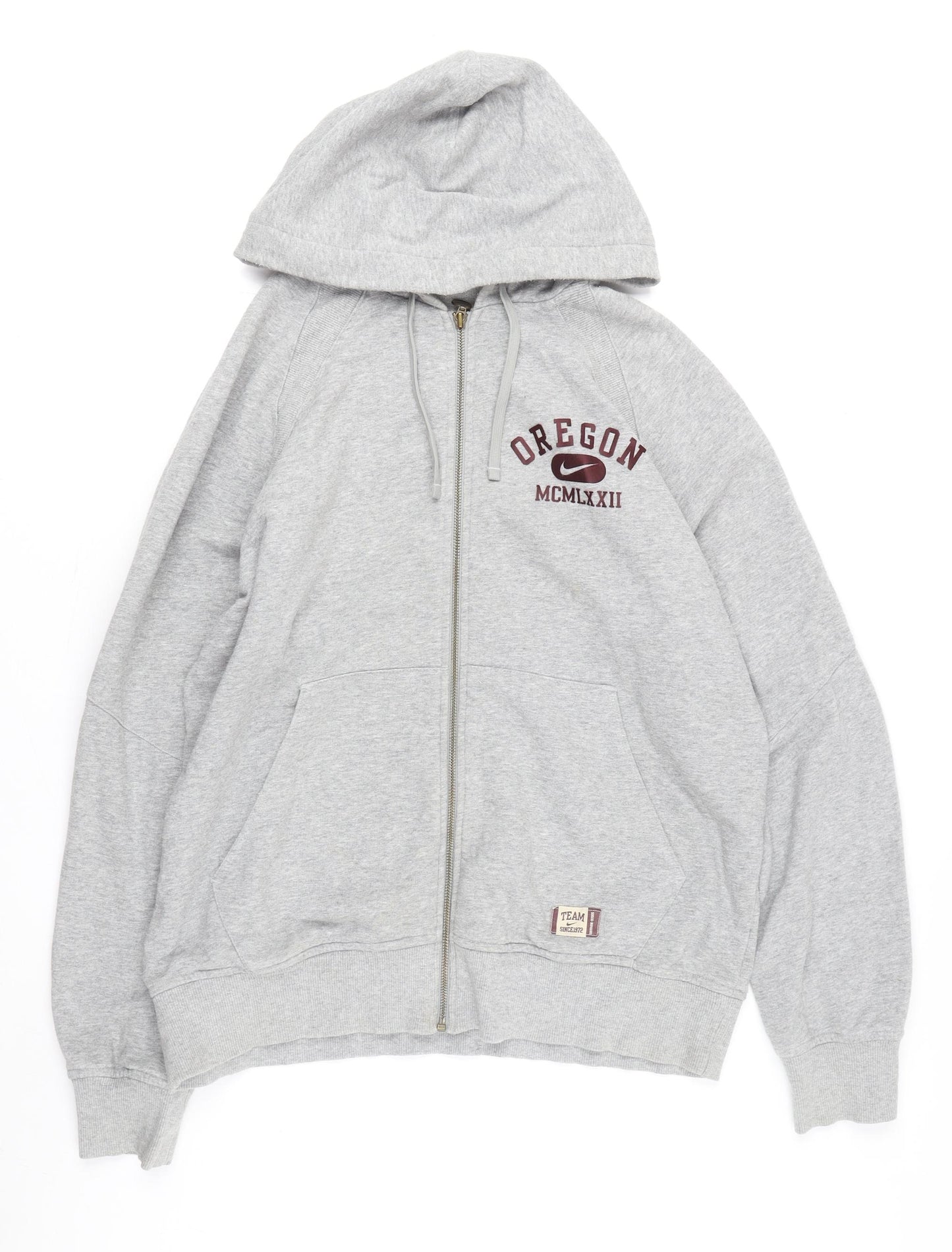 Nike Men's Grey Full Zip Hoodie - Size L - Sporty Essential