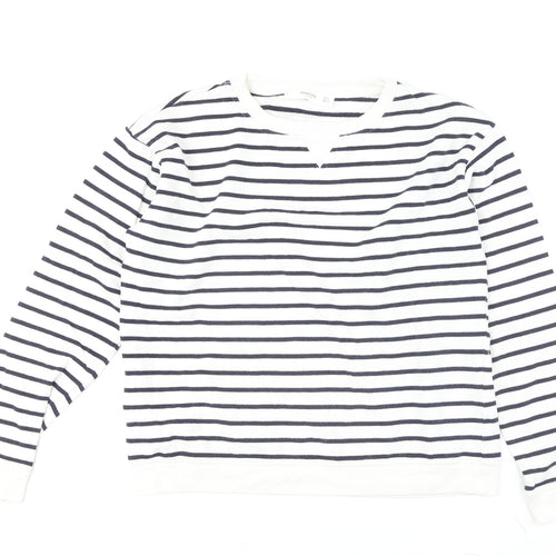 Mango Women's White Striped Pullover Sweatshirt XS