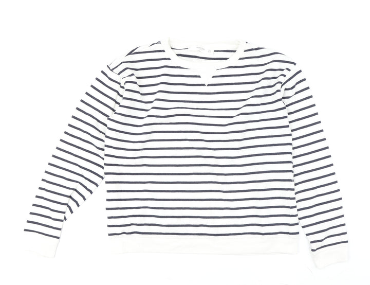 Mango Women's White Striped Pullover Sweatshirt XS