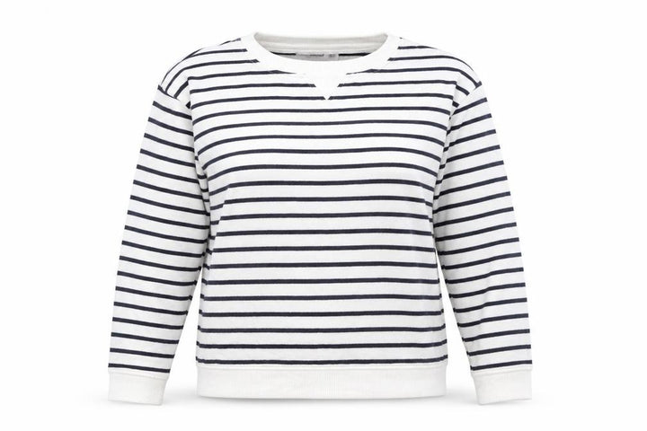 Mango Women's White Striped Pullover Sweatshirt XS