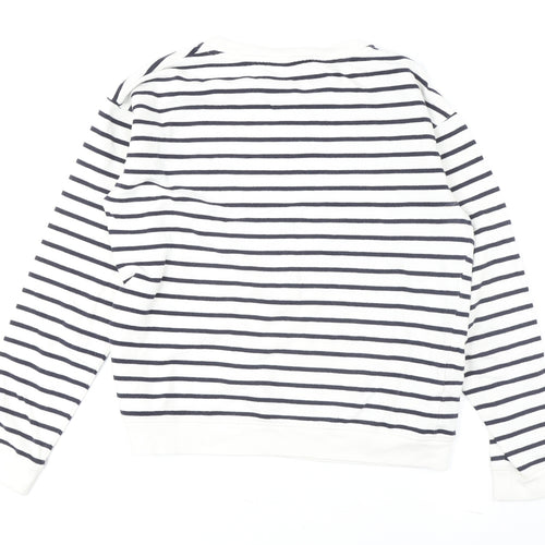 Mango Women's White Striped Pullover Sweatshirt XS
