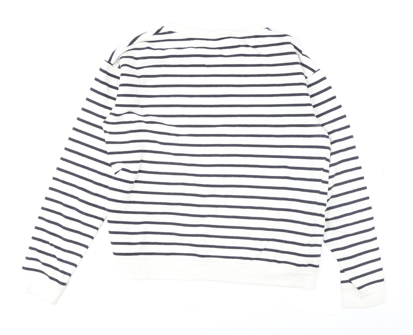 Mango Women's White Striped Pullover Sweatshirt XS