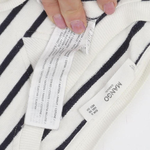 Mango Women's White Striped Pullover Sweatshirt XS