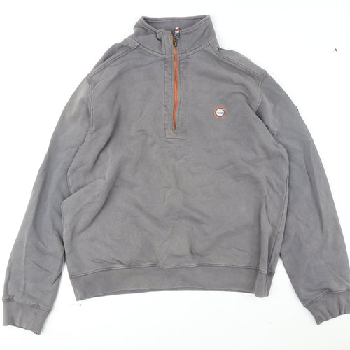Timberland Men's Grey XL Sweatshirt 1/4 Zip Logo Comfortable