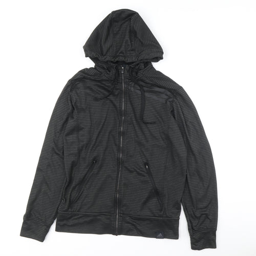 Adidas Men's Black Striped Full Zip Hoodie M