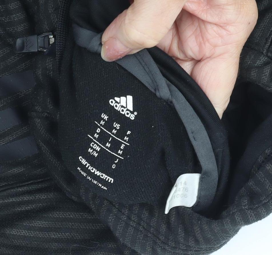 Adidas Men's Black Striped Full Zip Hoodie M
