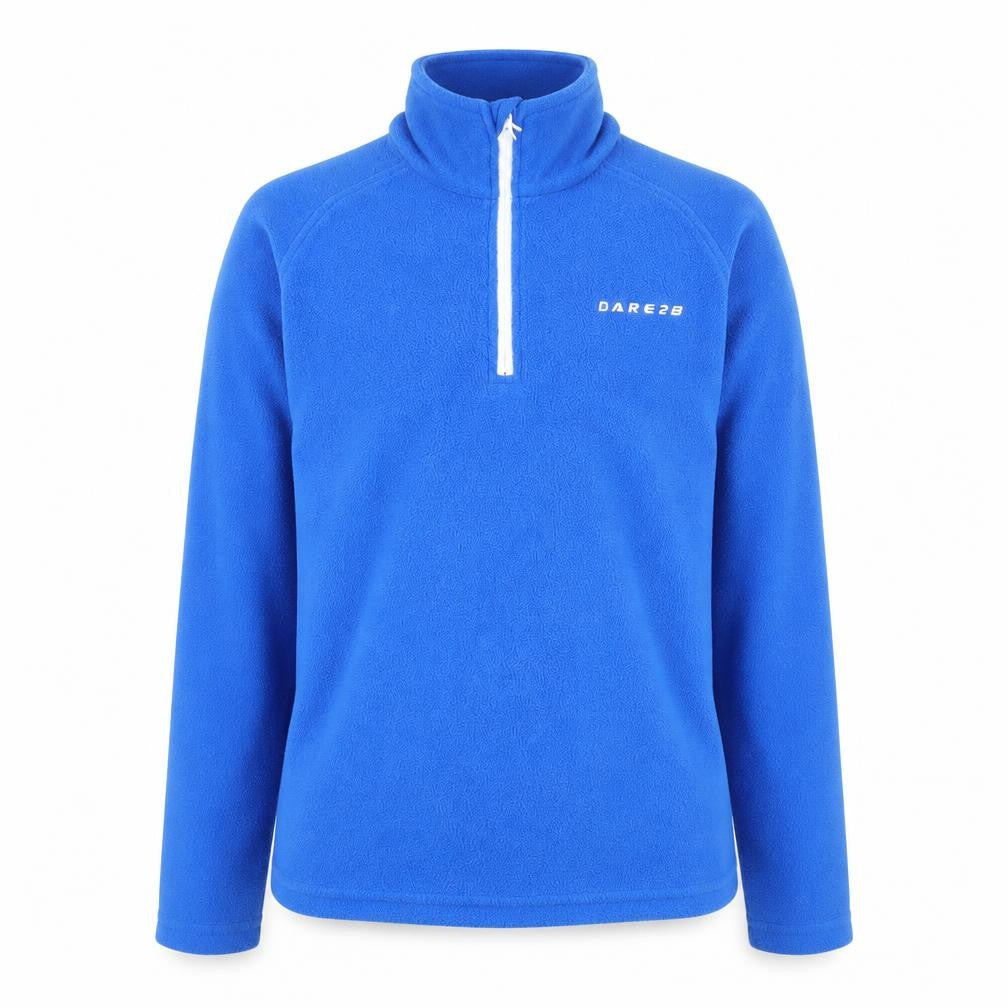 Front view of Dare 2b boys’ blue fleece 1/4 zip sweatshirt, size M