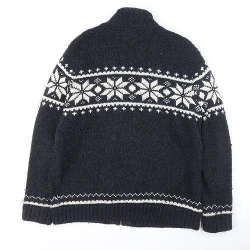 Atlantic Bay Men's Blue Full Zip Jumper, Size L, Winter Knit