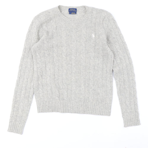 Polo Ralph Lauren Women's Grey Cable-Knit Jumper, Size S