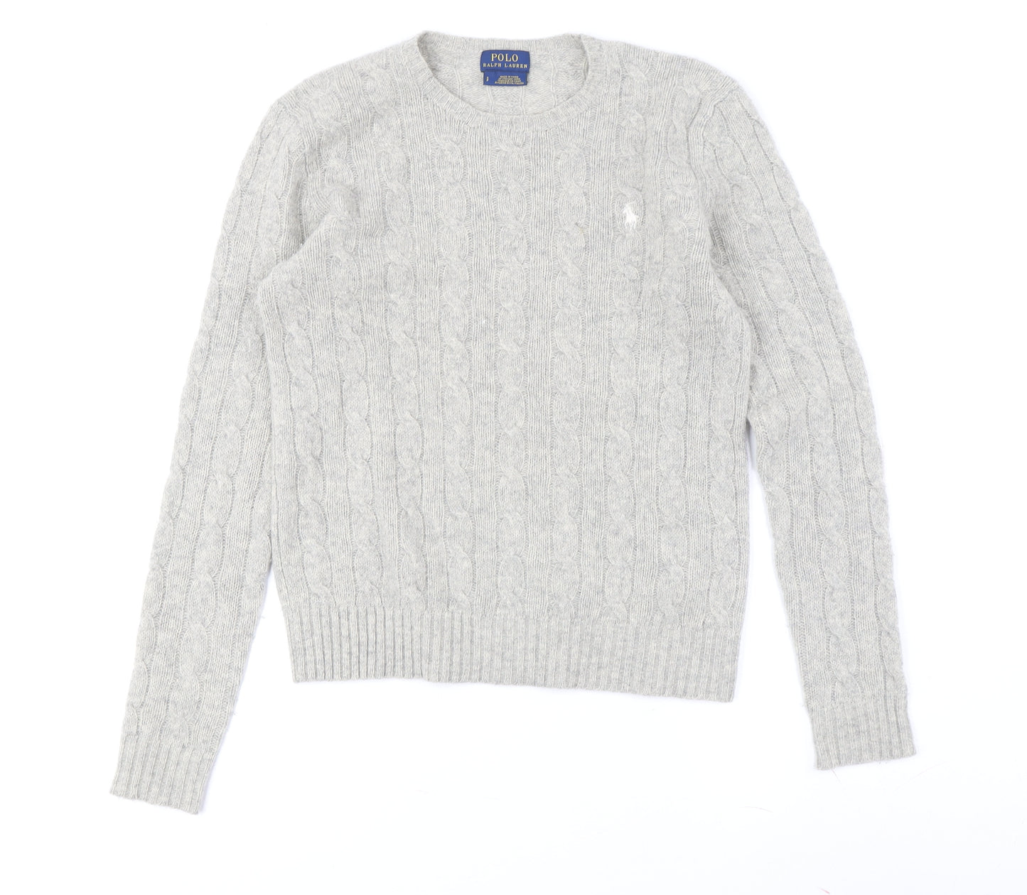 Polo Ralph Lauren Women's Grey Cable-Knit Jumper, Size S