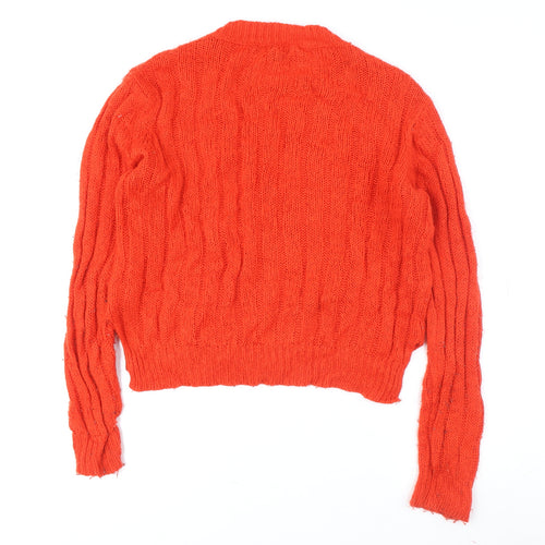 QED London Women's Orange Cable-Knit Pullover M